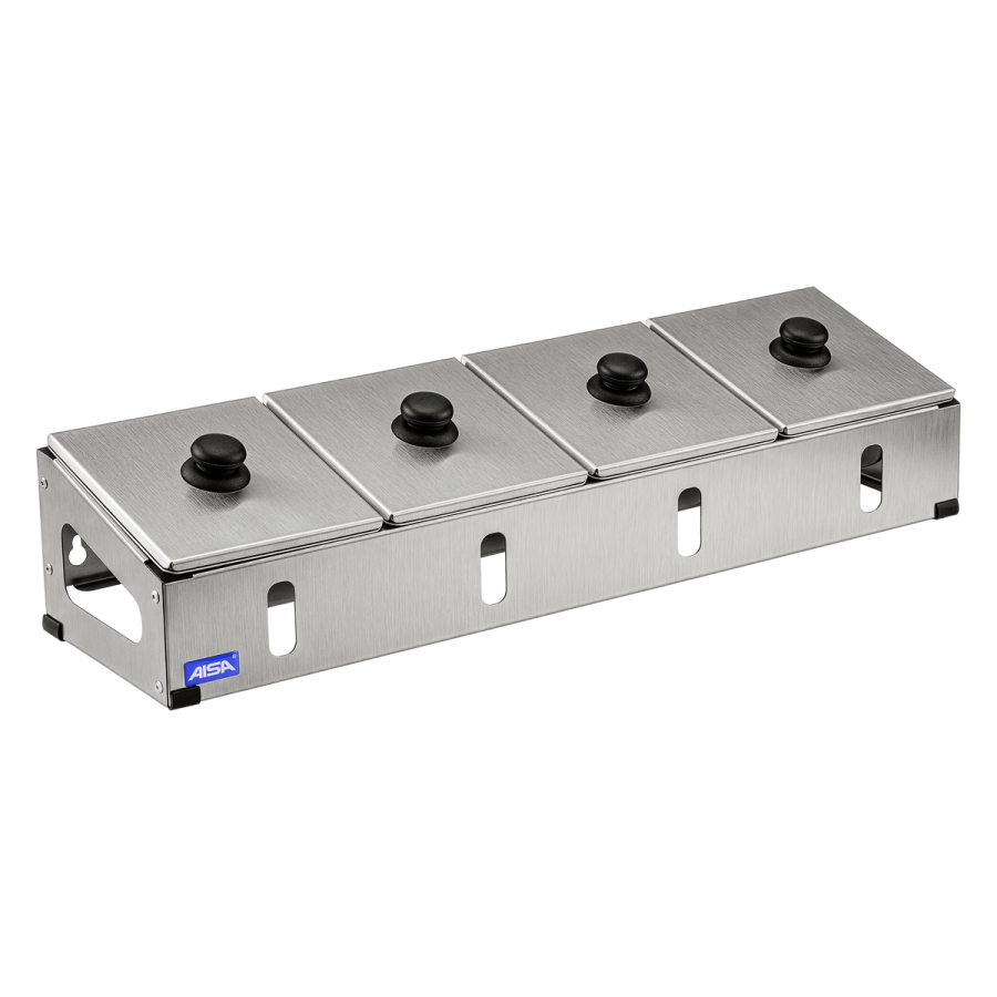 Condimentadora Pizzarola Inox 4 Cubas Inox Tampa Individual - Aisa